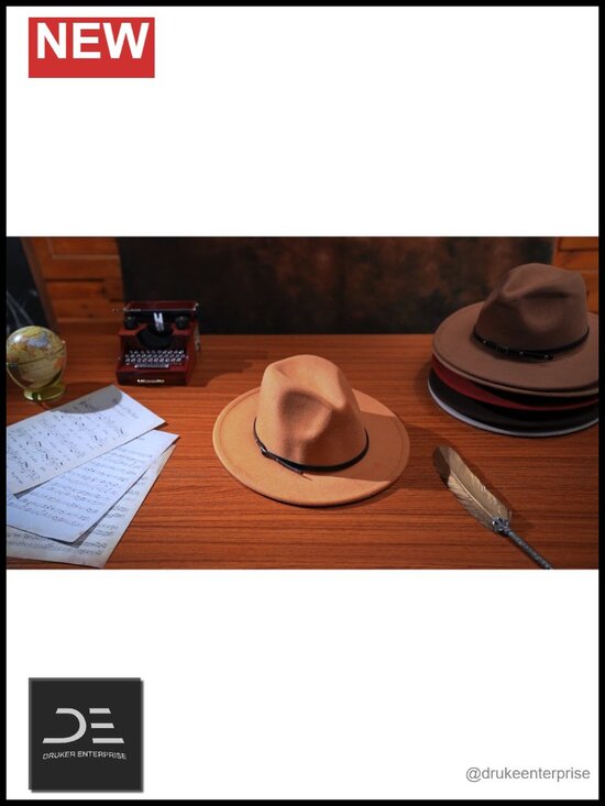 6 Pack Felt Wide Brim Fedora Hats with Belt Buckle Vintage Boho Panama Hat main image 6